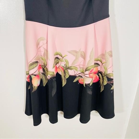 NWT Ted Baker London Peach Blossom Off-Shoulder Dress Black Floral Size 10 - Picture 6 of 12